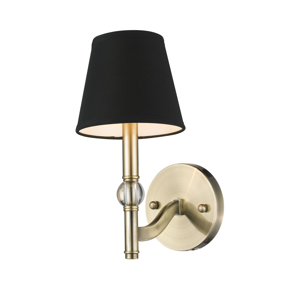 Wry Lighting Waverly 1-light Wall Sconce in Aged Brass and Tuxedo shade